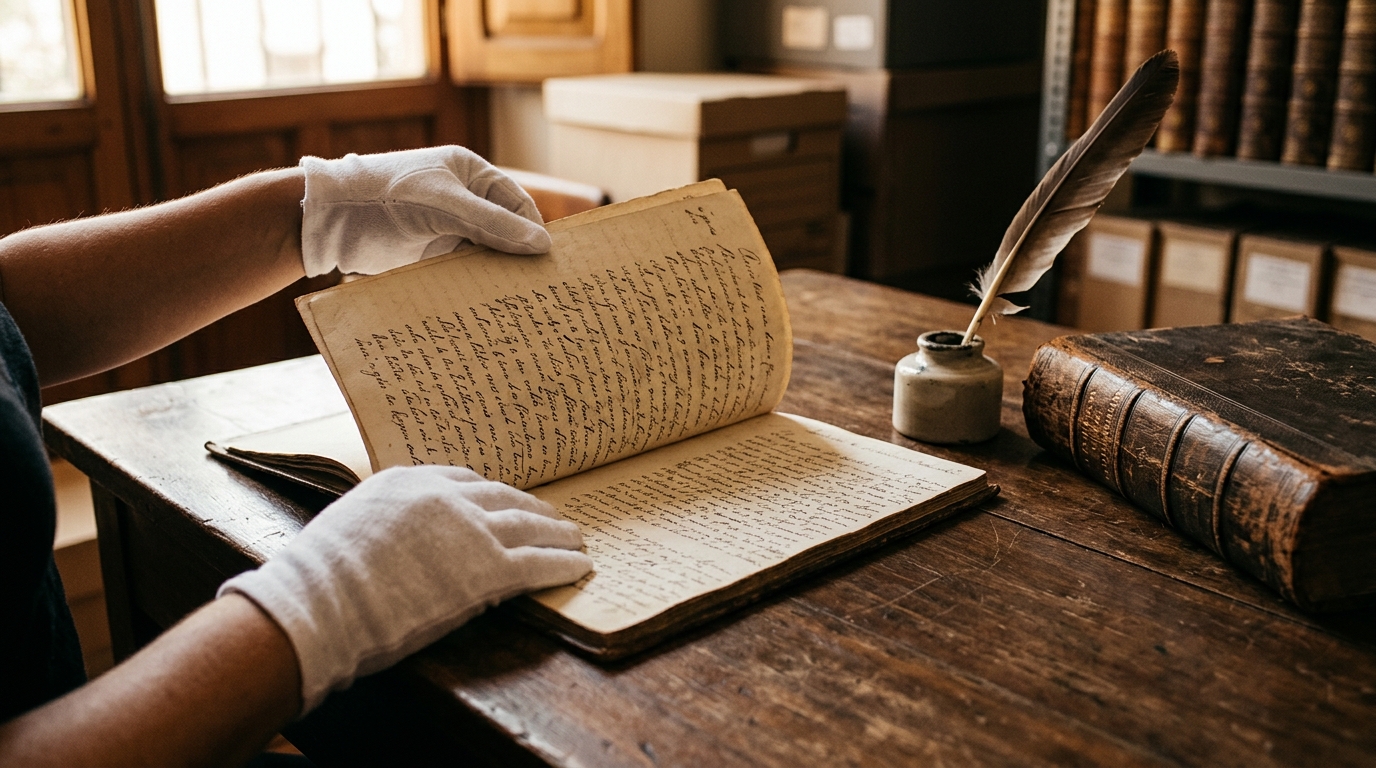 Archivo histórico con documentos y retratos de mujeres de la Independencia de México